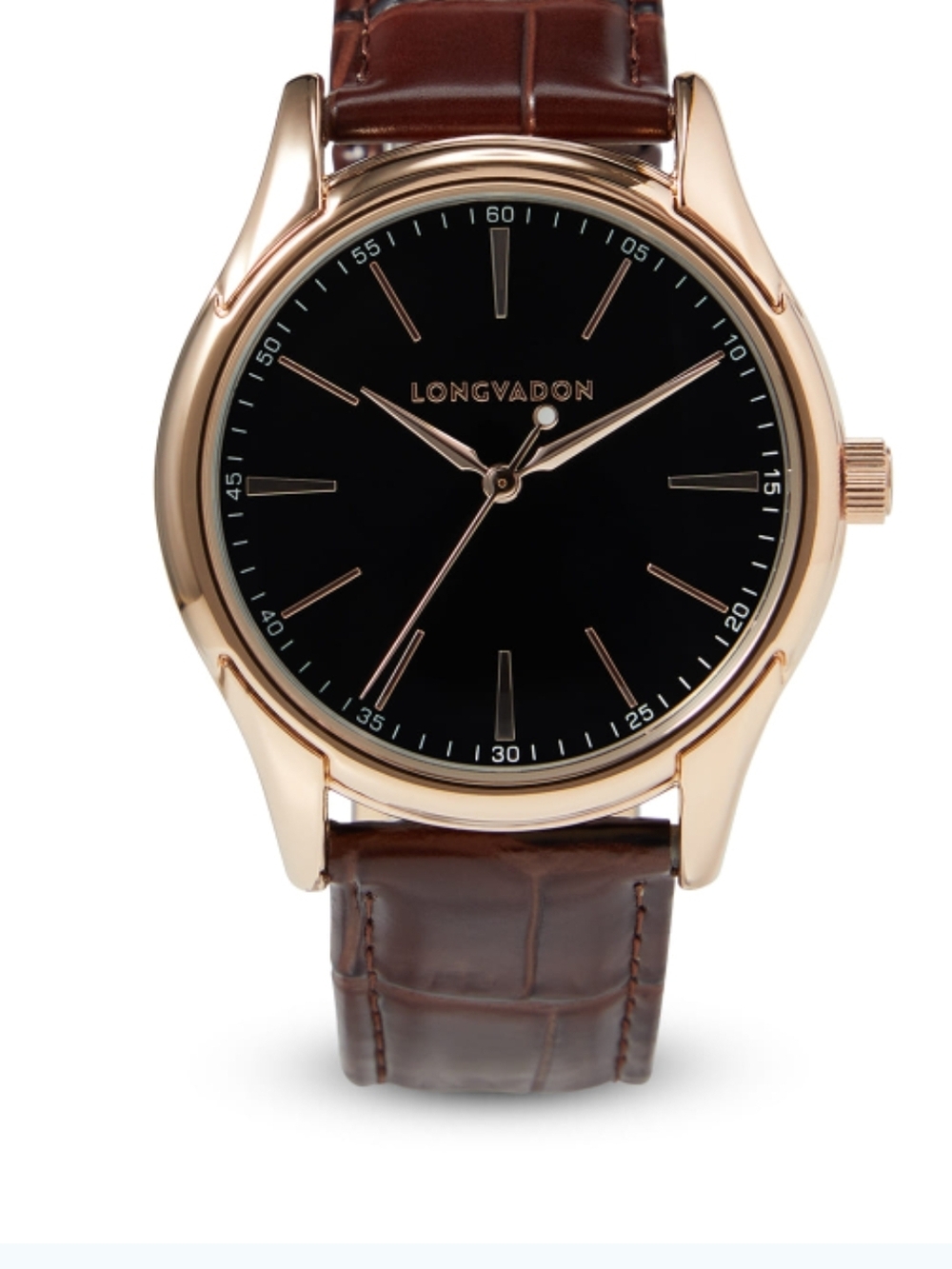 Longvadon Heritage Noir Men's Watch Crocodile 🐊 Embossed Leather NWT retail 540